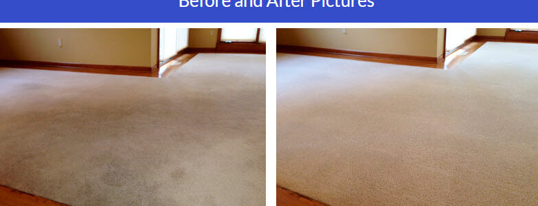 Before and after carpet cleaning comparison, showcasing a significant transformation and improved cleanliness.