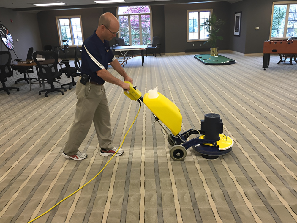 Duo Care cleaning carpet in a commercial building