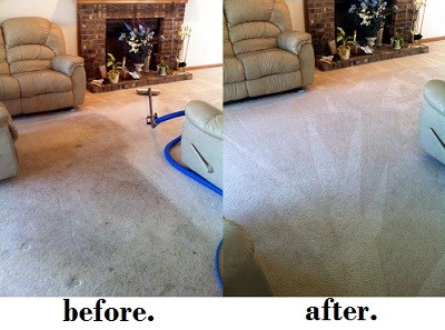 Before and after carpet cleaning comparison, showcasing significant dirt removal and enhanced cleanliness.