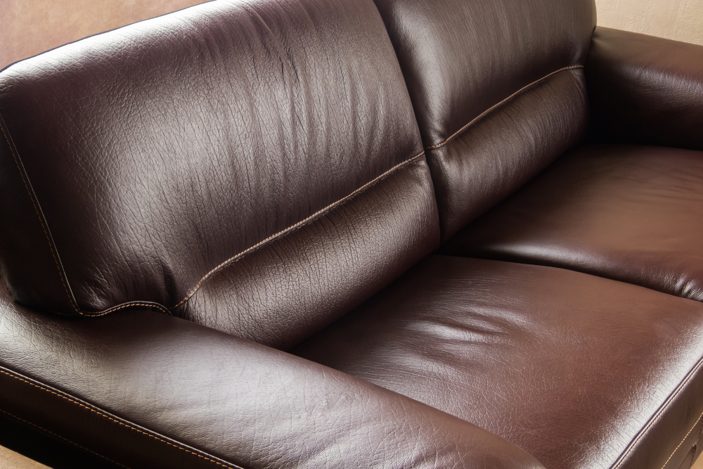 Luxurious classic brown leather couch